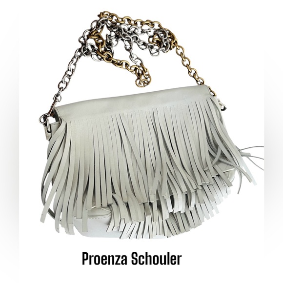 Proenza Schouler white fringed leather crossbody shoulder bag - Picture 1 of 15